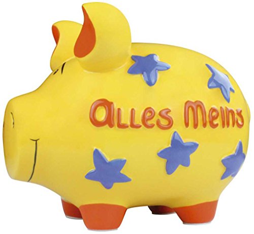 Preisvergleich Produktbild Spardose Schwein "Alles Meins" - Keramik, gelb, mittel