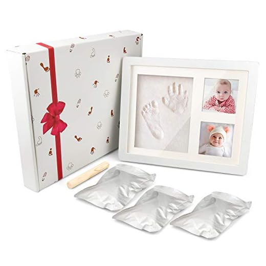 NATEE Baby handavtryck och fotavtryck minnessakit ram, babytryck fotoram för nyfödda, baby barnkammare minne konst kit ramar, baby shower bildramar för baby registrering pojkar, flickor