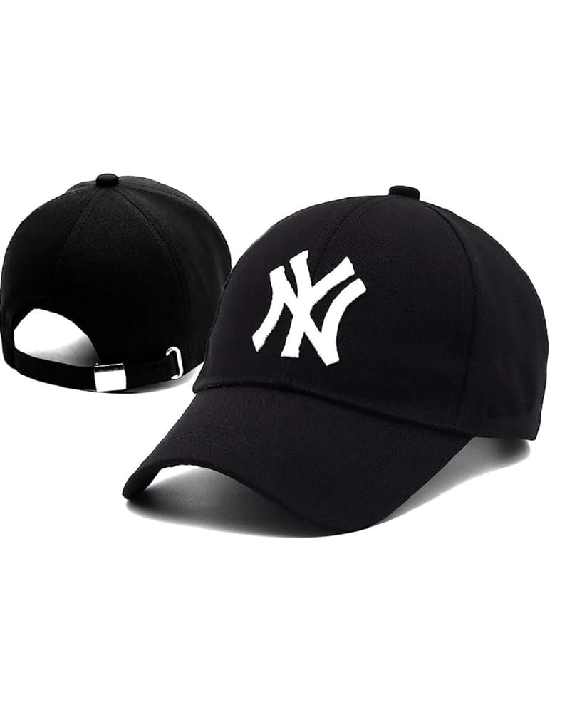 ADNOCK Cotton Unisex Black Baseball Caps with NY Logo, Adjustable Cap Pack of 1-picture-44