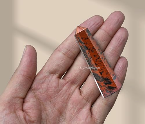 Image of Crystal Heaven Certified Mahogany Obsidian Tower Obelisk Point For Chakra, Healing And Balancing - Aaa Grade Original Certified Gemstone Agate For Reiki Meditation Yoga Spiritual (2-3 Inches)