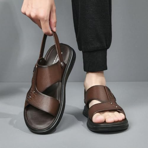 Chaussons d'été en cuir hommes sandales de plage bout ouvert décontractés - 2