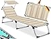 Produktbild KESSER® Sonnenliege Sun mit Dach Gartenliege Liegestuhl klappbar Sonnendach Verstellbarer Rückenlehne, ergonomisch, gepolsterter Liegefläche, Aluminium Liege Gartenstuhl tragbar Strandliege, Beige