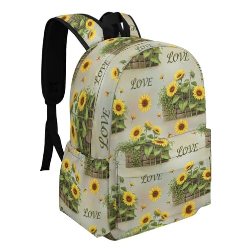 Sac à dos ordinateur portable allégeant la charge avec style tournesol rétro - 2