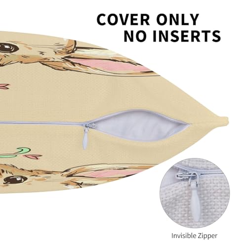 Housse de coussin lapin de Pâques décoration imitation lin lot de 2 - 5