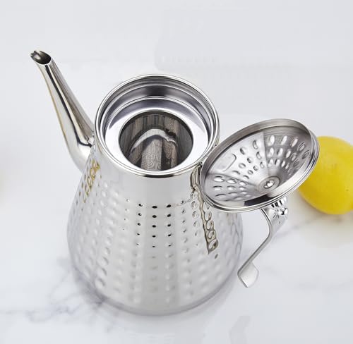 SANQIAHOME 1.8L(60oz) Stainless Steel Hammer Patterned Teapot With Removeable Infuser,Loose leaf cover,Silver by SANQIAHOME - Used condition - Image 7