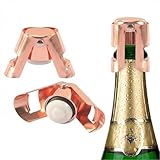 2PCS Champagne Sealer Stopper, 2Pack Stainless Steel Sparkling Wine Bottle Plug Sealer Set with a Short Sealing Plug,Gifts Accessories for Champagne(Rose Gold)