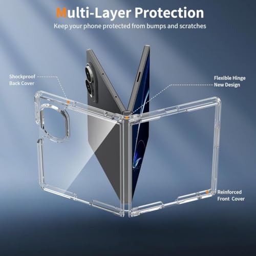 Image of TechTrendz for Samsung Galaxy Z Fold 8 Case Clear Slim Fit Anti Yellowing Lightweight Crystal Clear Ultra-Thin Hard PC Bumper Protective Shockproof Back Cover for Samsung Galaxy Z Fold 8-Transparent
