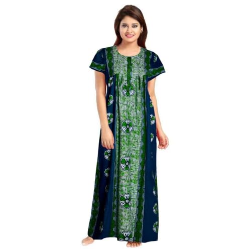 Tout ENESMLE Nighty for Women Cotton Printed Maxi Gown Ankle Length Nighty Night Dress Gown for Women Maxi - Free Size (Pack of 2) - Image 2
