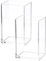 HSYMQ 2 Pack Clear Acrylic Pencil Pen Holder Cups - Makeup Brush Organizer Desk Accessories, Transparent Desktop Storage
