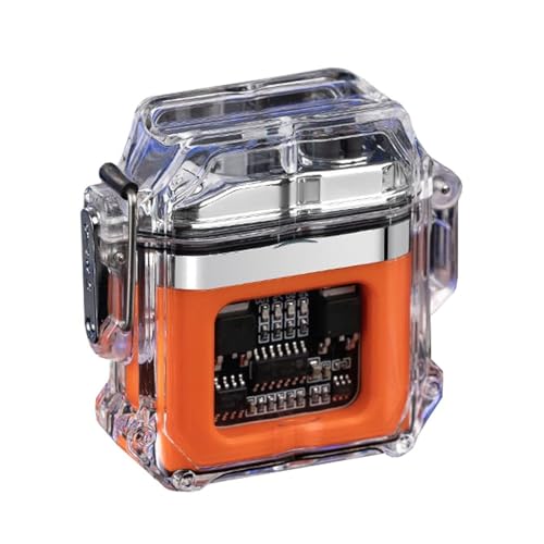 Encendedor de doble arco sin llama, eléctrico, resistente al agua y al viento, con luz LED indicadora de encendido, recargable por USB transparente for cigarrillos, puros, camping, velas y supervivenc