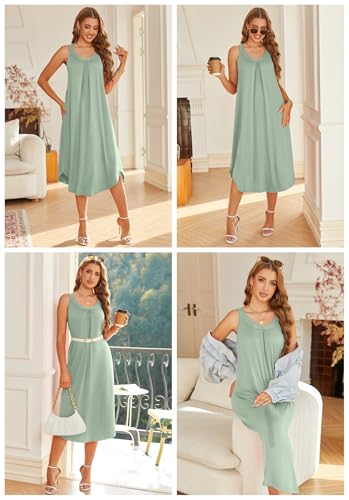 Image of Ekouaer Womens Sleeveless Nightgown Full Slip Nightshirt Long Nightwear Full Length Loungewear Tank Nightdress S-2XL