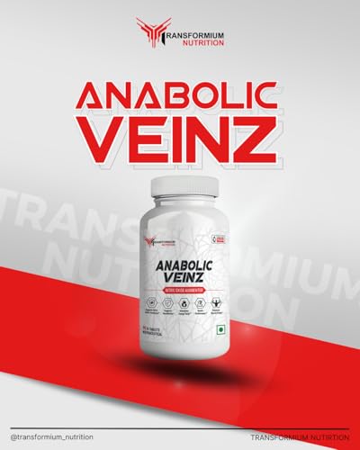 Transformium Nutrition Anabolic Veinz - Nitric Oxide Booster with Muscle Definition Complex ( Vascularity, Pump Shredded Definition & Performance) - Dope Free (90 Tablets)