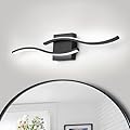HUOKU Dimmable LED Bathroom Vanity Light, 24 inch Modern Black Bathroom Lighting Fixtures Over Mirror Aluminum Wall Sconces Light Fixtures for Living Room Bedroom 6000K White Light