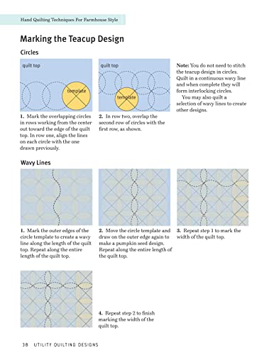 Hand Quilting Techniques for Farmhouse Style: Easy, Stress-Free Ways to Quickly Hand Quilt (Landauer) 32 Utility Designs, 11 Step-by-Step Projects, Stitches, Binding, Finishing, Basting, and More - Image 4