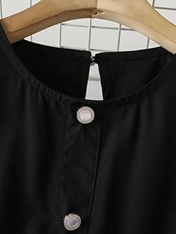 PAMBERSTON Girls Geometric Print Dress for Kids, Fit and Flare, Round Neck, Frock for Girls (Black)