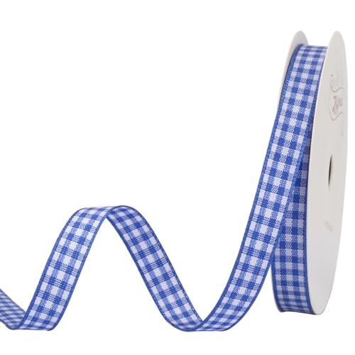 Zofrud Royal Blue Gingham Ribbon Checkered Plaid Ribbon - 9mm x 9 Meters - Ideal for Gift Wrapping, Baking Crafts, and Party Decorations - Image 2