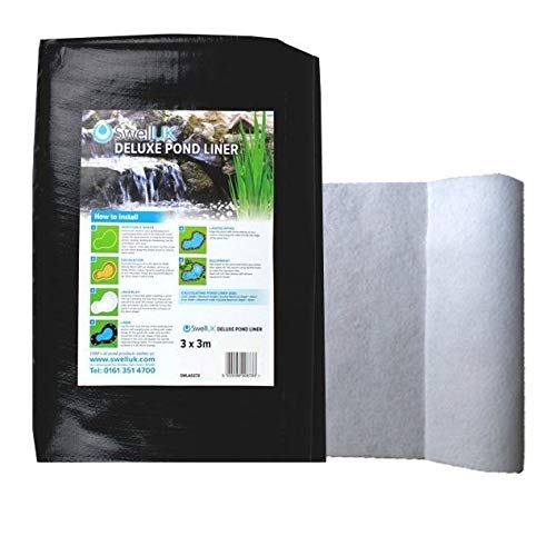 Swell UK 3m x 5m Pond Liner | 25-Year Guarantee | Heavy Duty Underlay | UV Resistant | Garden Fish Ponds