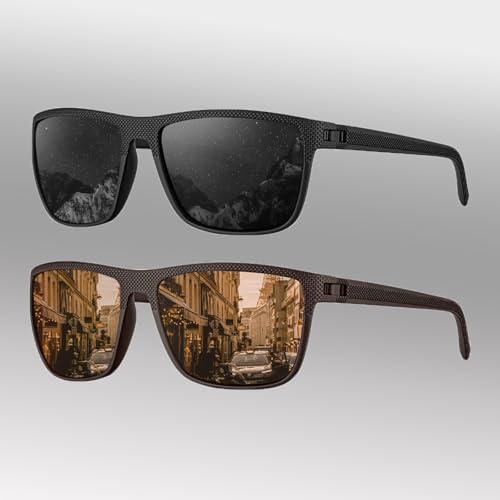 Polarized Sunglasses for Men, Sunglasses Mens Polarized for Driving, Fishing, Golf, 2PACKS