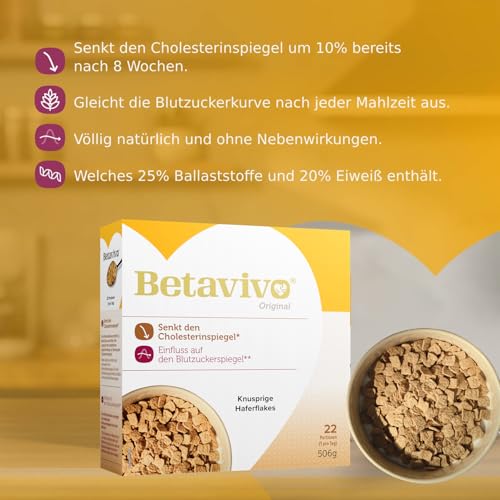 Betavivo knusprige Haferflakes - Enthält Hafer-Beta-Glucan zur Unterstützung eines niedrigeren Cholesterin- und Blutzuckerspiegels - 506g