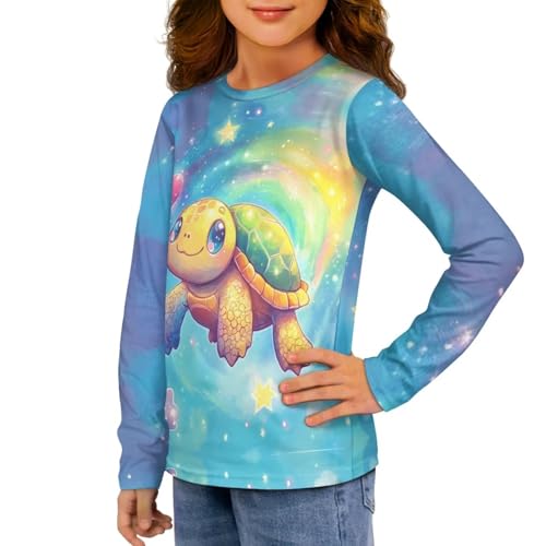 Image of Girls Long Sleeve Shirts Casual Crewneck Soft T-shirts for Girls 3-16 Years Old