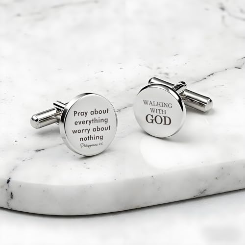 Gemelos de acero inoxidable religiosos para hombres miniatura 2