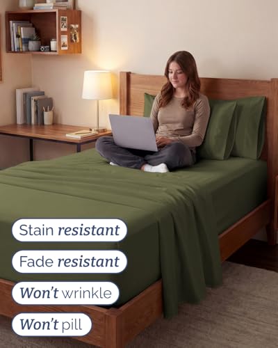 Image of Extra Deep Twin XL Sheet Set - 4 Piece College Dorm Bed Sheets Set with Extra Deep Pockets - Ultra-Soft, Comfy & Breathable Bedding for Women, Men, Kids & Teens - Wrinkle & Fade Resistant - Sage Green