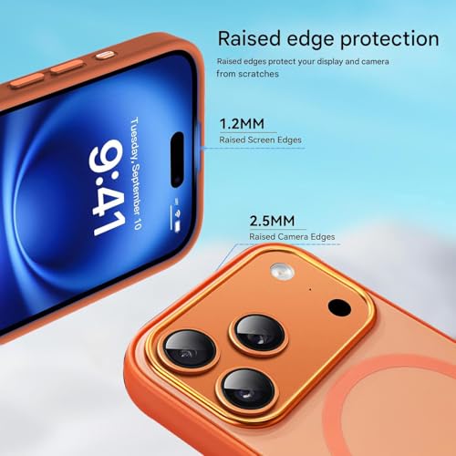 Image of Elzzi Magnetic for iPhone 17 Pro Max Case (2025)(Compatible with MagSafe)(Military Grade Drop Protection) Matte Shockproof with Anti-Fingerprint Phone Cover, 6.9''|Cosmic Orange