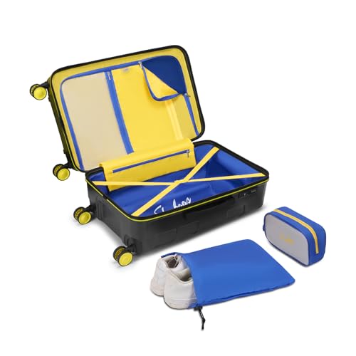 Image of Skybags Whistle Podu Check-in Trolley Bag 68cm | Medium | Hard Luggage | Official CSK Edition 8-Wheel Suitcase | TSA Lock with Anti-Theft Zipper | Polycarbonate | 3 Years Warranty - Unisex (Jet Black)