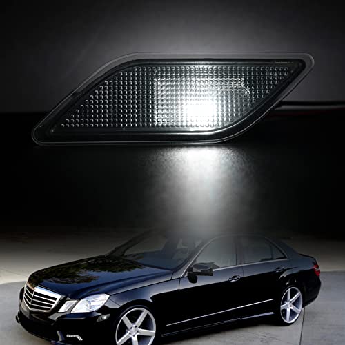 Nslumo Xenon White Led Side Marker Lights For 2010-13 Mercedes Benz W212 Pre-Lci E-Class Clear Lens Front Fender Marker Lamps With T10 Bulbs Oem Fit #TOP2