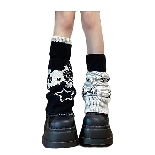 Grunge Leg Warmers Socks Fairy Grunge Cloth Socks Reversible High Knee Long Boot Knit Stack Socks Star Women Girls