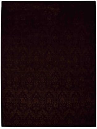 Merorug Leaf and Flower Pattern Nepalese Handmade Area Rug 8' X 10' Hand Knotted Nepali Carpet 8 Feet by 10 Feet Brown Color 100 Knot Wool and Silk Mix Nepali Rug