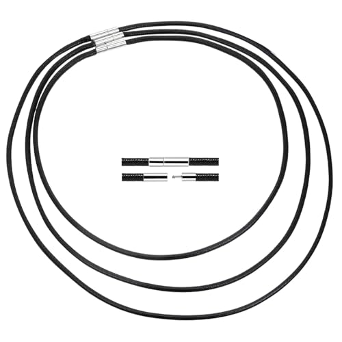 Image of SiumPklay 3PCS Leather Necklace Cord Set – Adjustable 45cm 50cm 70cm Black Rope Necklaces for Men & Women DIY Jewelry Making with Clasp