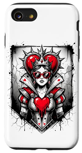 Red Queen of Hearts Rebel Crown �T���O���X �|�[�J�[�J�[�h ���f�B�[�X �X�}�z�P�[�X iPhone SE (2020) / 7 / 8 �p