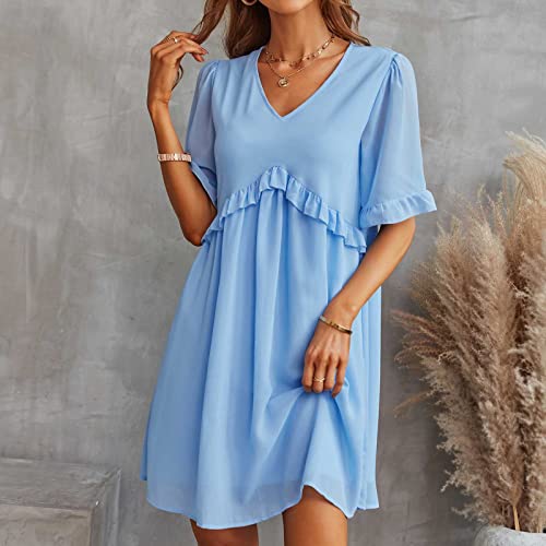 Wuitopue Abito da donna in chiffon di colore