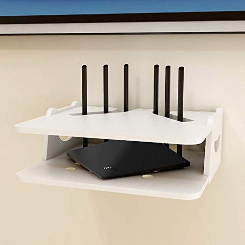 An der Wand montierter schwimmender Rahmen Weißer Router Rack Set-Top-Box Unterstützt PS4 Xbox One TV-Box Kabelbox Streaming Media-Ausrüstung