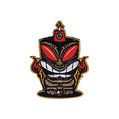 Fuzzy Dude Tiki God with Torches Patch Artist Chico Von Spoon Embroidered Iron On Applique
