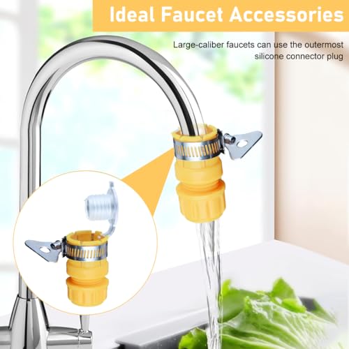 Image of HASTHIP Universal Water Tap Connector, 4 /6 Point Faucet Connecto, ABS Tap Adapter - Anti Leakage Faucet Connector - Tap Connector for Water Pipe - Quick Release Faucet Connector for Water Faucet