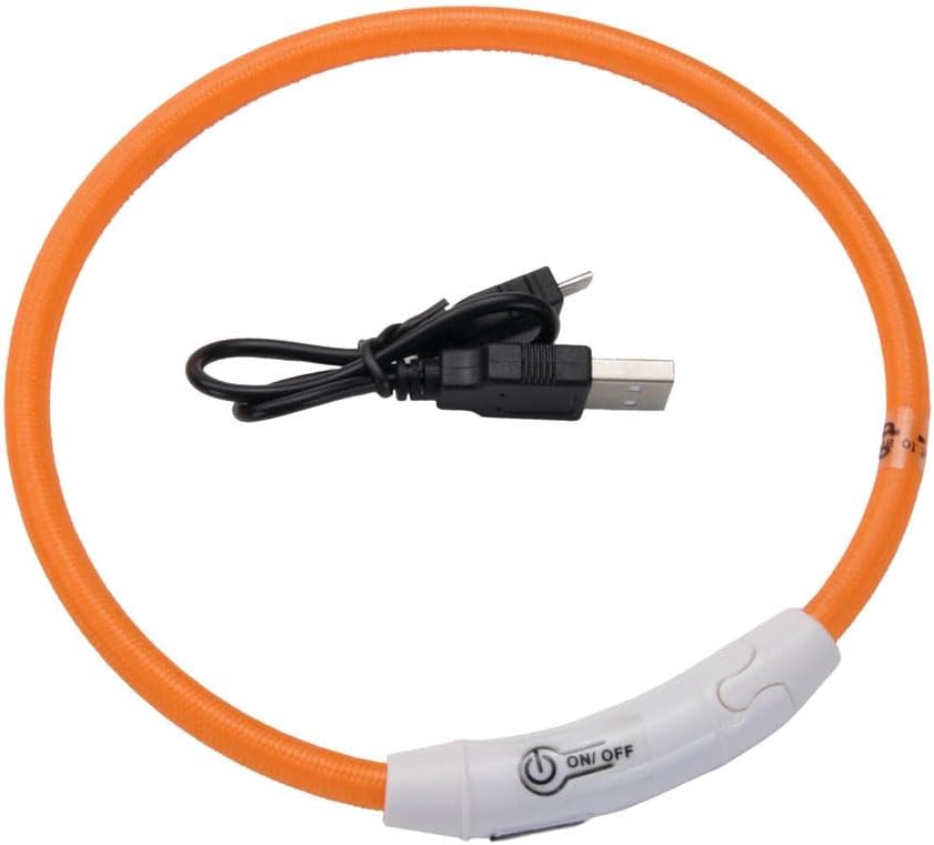 Coastal Pet - USB Light-Up Neck Ring - Dog Collar with Lights for Night Safety - Comfortable Dog Collar - Rechargeable Neck Ring - Waterproof, Orange, 24"