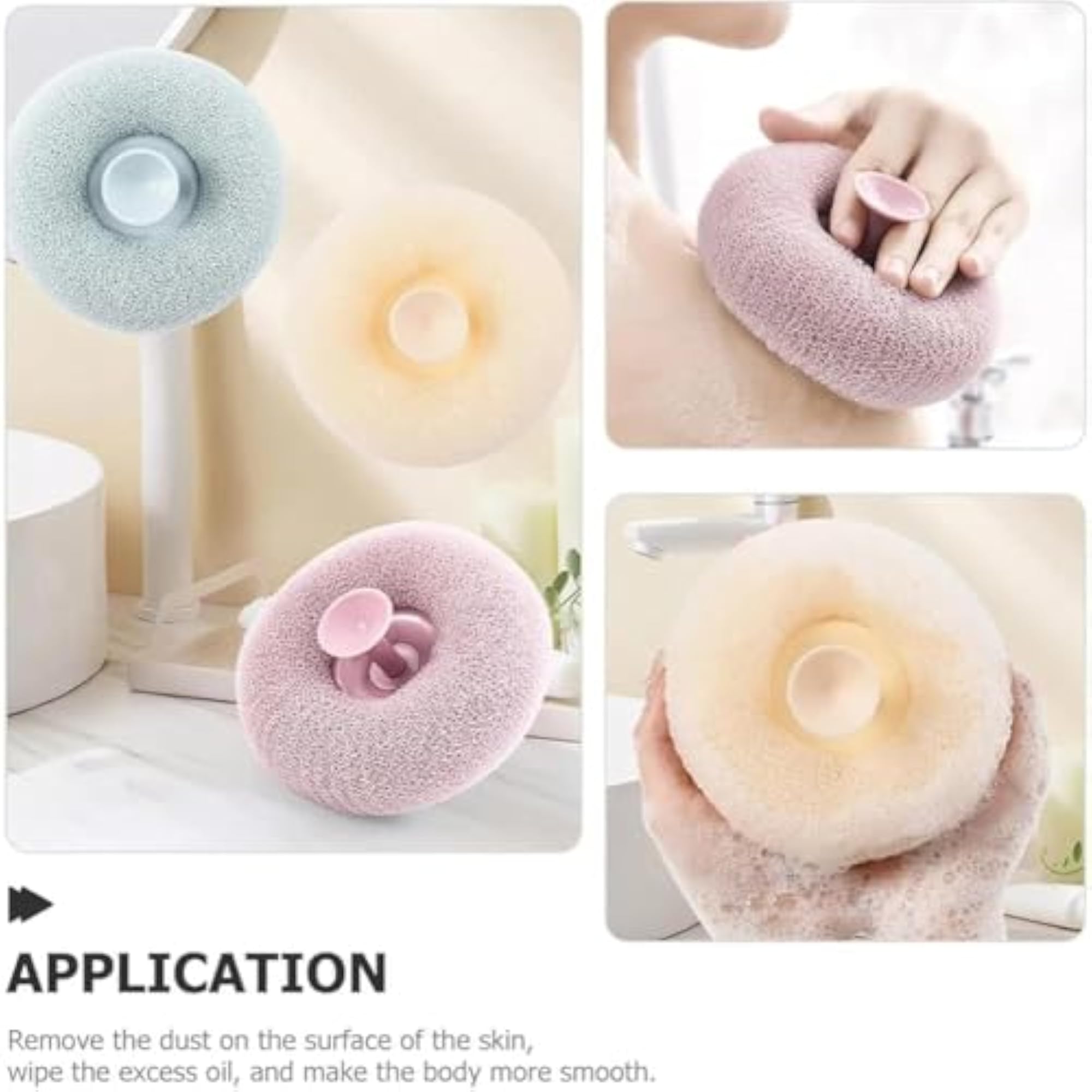 Super Soft Bath Loofah with Suction Cup, Round Mesh Shower Sponge
