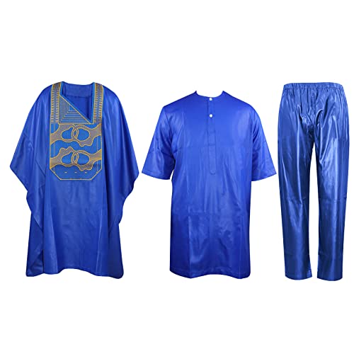 TIDOIRSA Dashiki for Men,Embroidery African Mens Clothing Dashiki Shirts and Pants Outfits 3 Pieces Set2