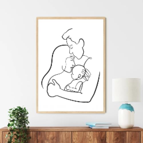Toile famille amour maman papa bébé tableau moderne pour salon chaleureux