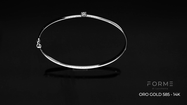 Bracciale Rigido Oro 14kt Con Zaffiro 0.14ct - Forma Ovale - Made In Italy - Collezione Look@