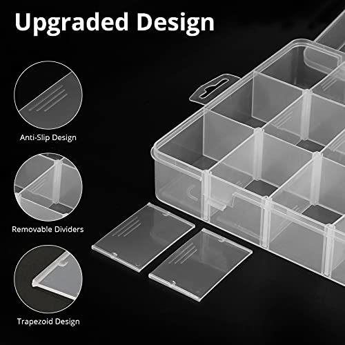Image of Exptolii 18 Grids Plastic Organizer Box with Dividers, Clear Compartment Container Storage for Washi Tapes Beads Crafts Jewelry Fishing Tackles, Size10.8 x 7.7 x 1.7 in
