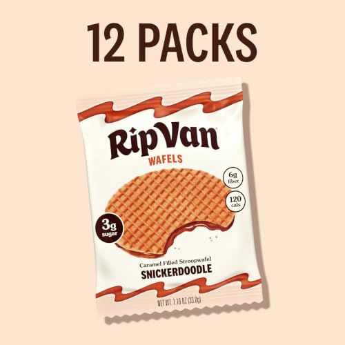 Image of Rip Van Wafels Snickerdoodle Stroopwafels, Healthy Snacks, Non-GMO, Keto Friendly, Office Snacks, Low Sugar (3g), Low Calorie, 24 Pack