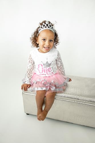 Image of Luke and Lulu First Birthday Outfit Girl - 1st Birthday Princess Crown Tutu Set