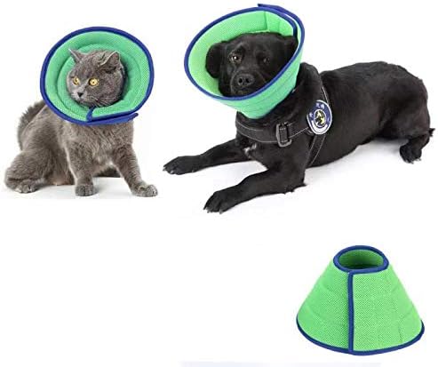 HanryDong Breathable Mesh Elizabethan Collar, Blue Soft Comfy Adjustable E-Collar, Quicker Healing Pet Recovery Cone, Soft Edges,Anti-Bite/Lick for Cat, Dog