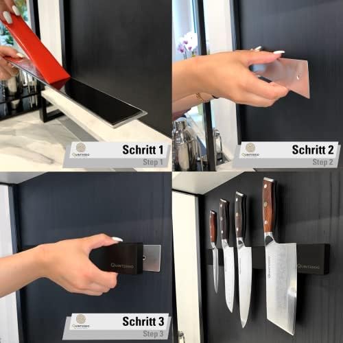 QUINTESSIO - samoprzylepny nóż magnetyczny - nóż magnetyczny ze stali nierdzewnej 40 cm - nóż magnetyczny - nóż magnetyczny - czarny
