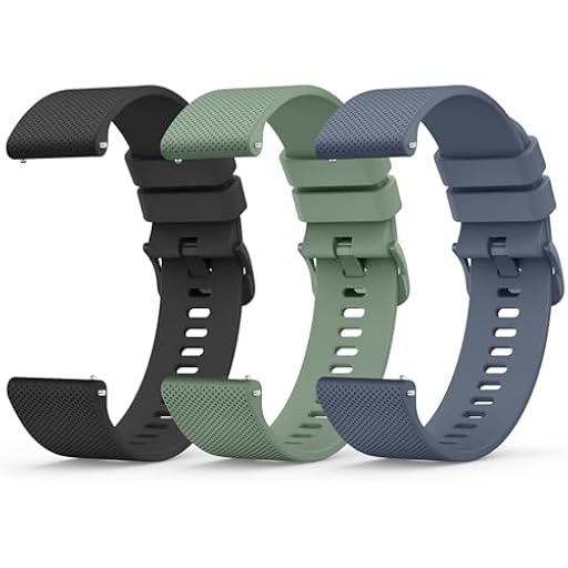 Yisica 3 Piezas Correa para 22mm Reloj Inteligente Hombre Mujer, Liberación Rápida de Silicona Suave Pulseras de Repuesto (Negro/Gris Azul/Verde Oliva, 22mm) | Ya disponible en tu tienda friki favorita! En mundofriki.es!