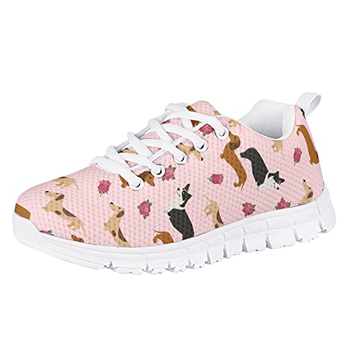 Dolyues Kids Sneakers Girls Tennis Shoes for Running Athletic Walking Gym Sports Lightweight Breathable Shoe Footwear