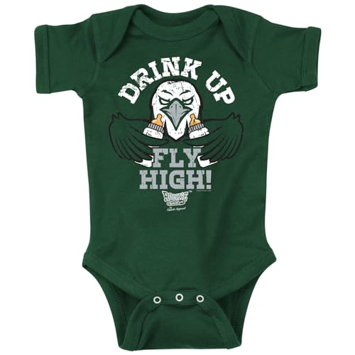 Image of Drink Up Fly High Baby Apparel for Philadelphia Football Fans (NB-7T) (Forest Green Bodysuit, Newborn)
